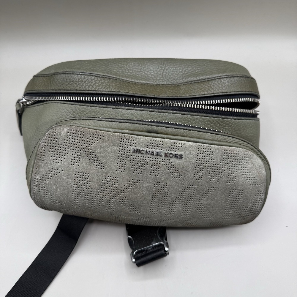 Michael Kors Belt‎ Bag Leather Fanny Pack With Adjustable Strap Olive Green AOP